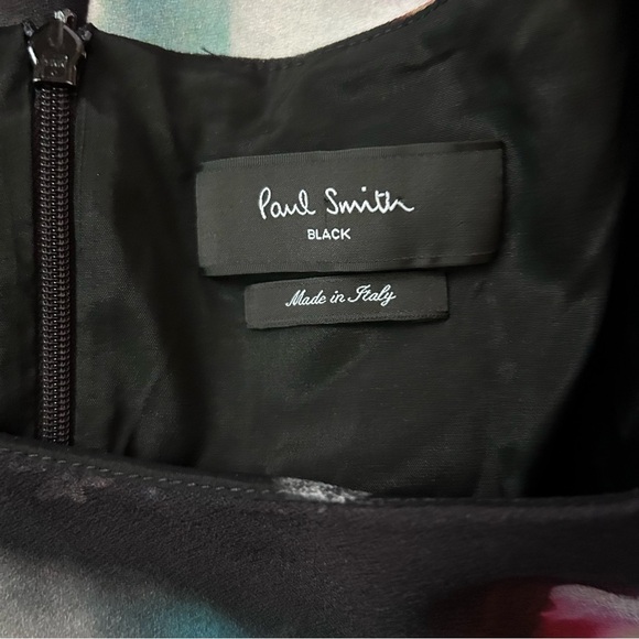 Paul Smith Black Floral Watercolor Burst Printed Sheath Dress Sz 5 - Picture 8 of 9